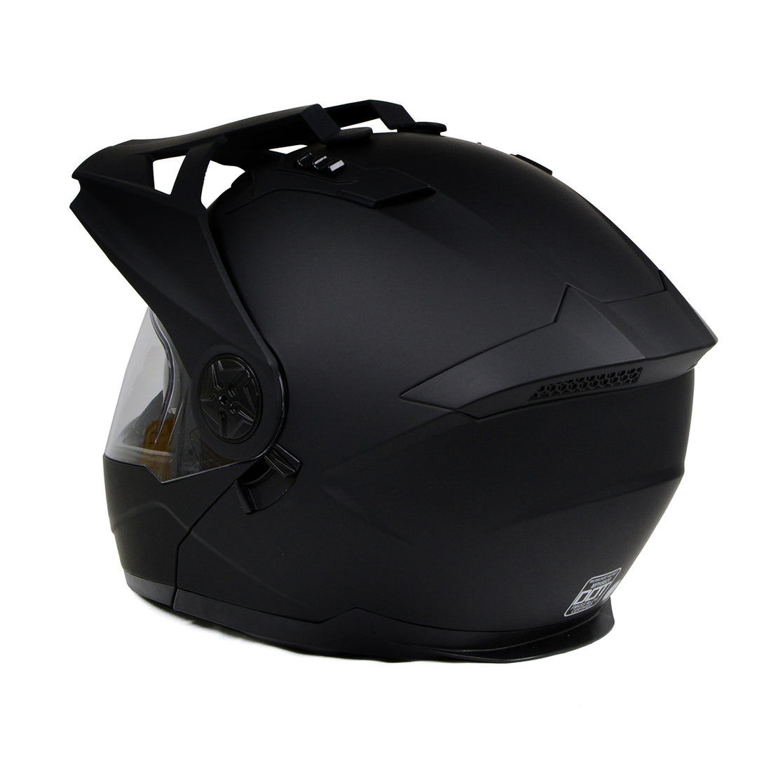 Milwaukee Helmets MPH9820DOT Flat Black Ominous Dual Sport Advanced Motorcycle Modular Helmet Biker