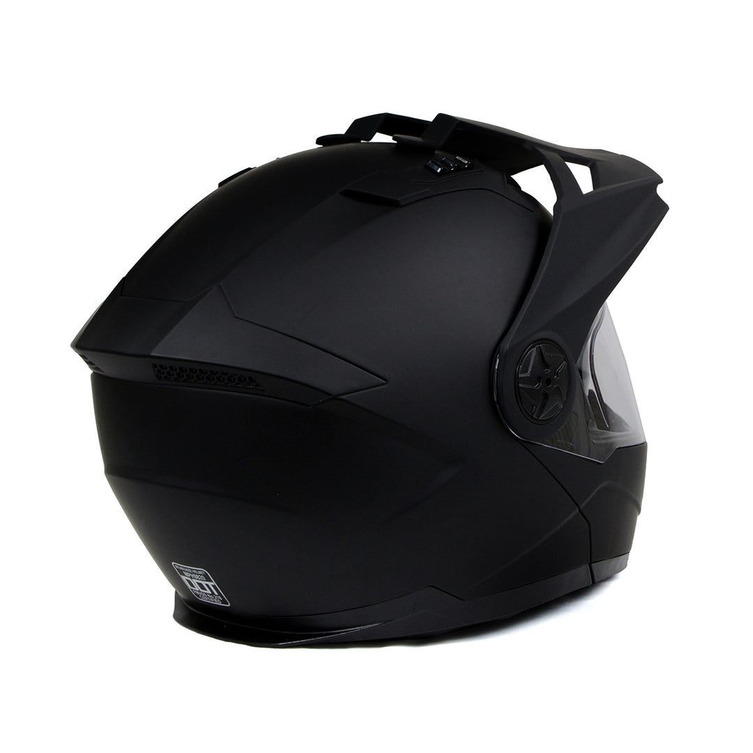 Milwaukee Helmets MPH9820DOT Flat Black Ominous Dual Sport Advanced Motorcycle Modular Helmet Biker
