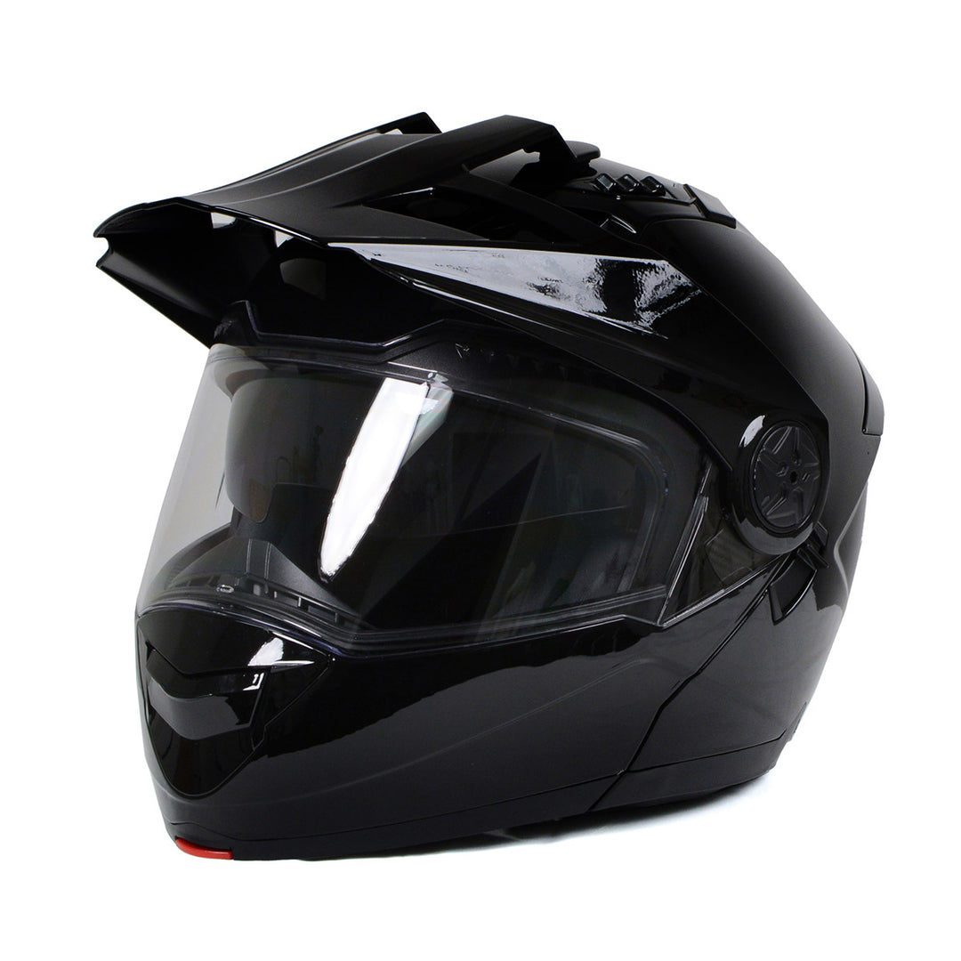 Milwaukee Helmets Gloss Black Ominous Dual Sport Advanced Motorcycle Modular Helmet DOT Approved MPH9821DOT Milwaukee Helmets Gloss Black Ominous Dual Sport Advanced Motorcycle Modular Helmet DOT Approved MPH9821DOT