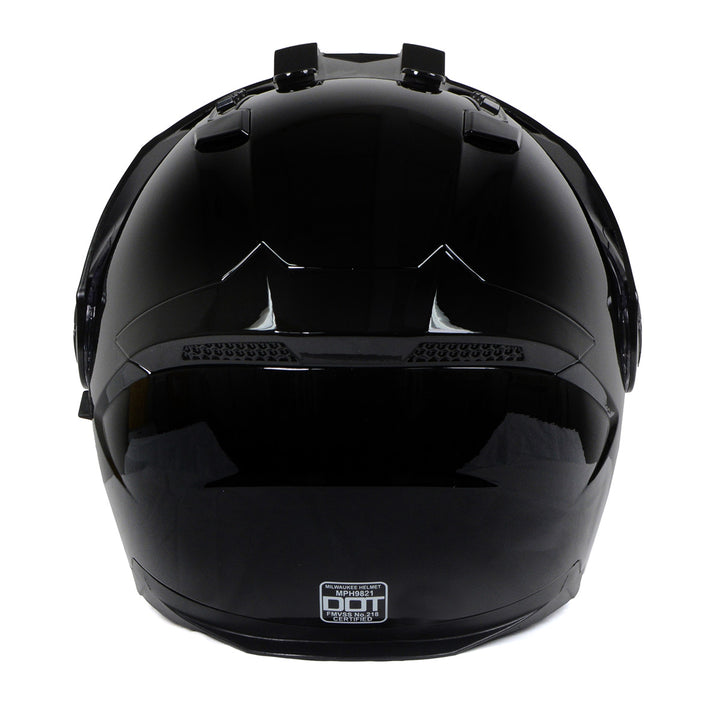 Milwaukee Helmets Gloss Black Ominous Dual Sport Advanced Motorcycle Modular Helmet DOT Approved MPH9821DOT