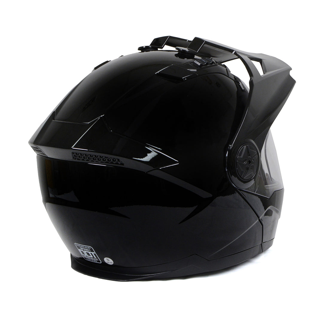 Milwaukee Helmets Gloss Black Ominous Dual Sport Advanced Motorcycle Modular Helmet DOT Approved MPH9821DOT