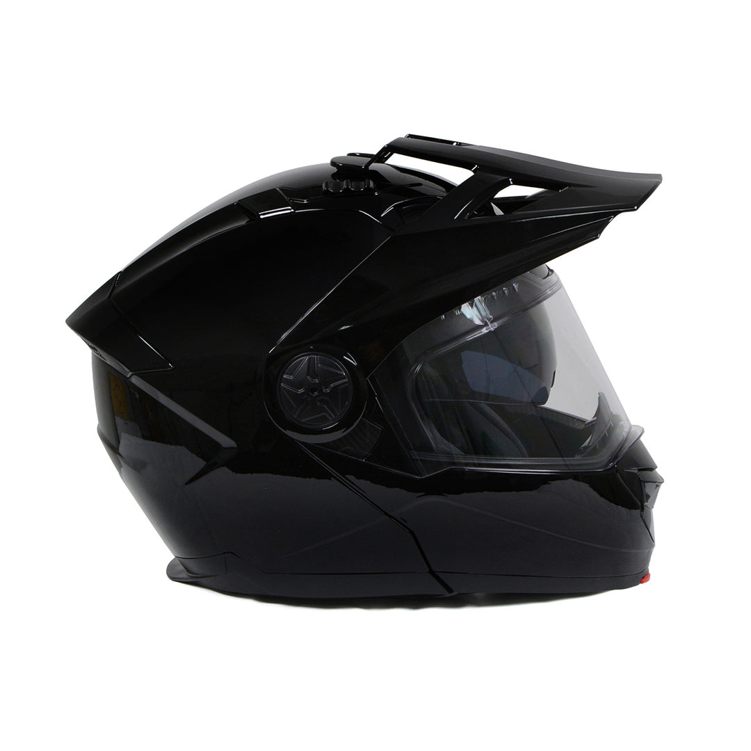 Milwaukee Helmets Gloss Black Ominous Dual Sport Advanced Motorcycle Modular Helmet DOT Approved MPH9821DOT