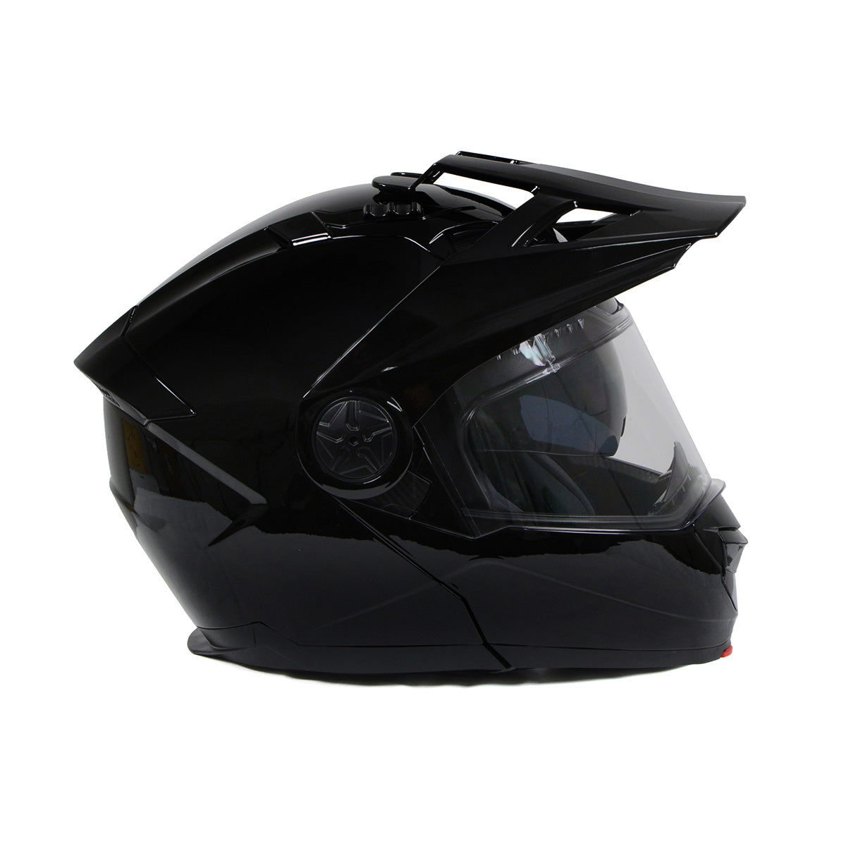 Milwaukee Helmets MPH9821DOT Gloss Black 'Ominous' Dual Sport Advanced Motorcycle Modular Helmet for Men and Women Biker