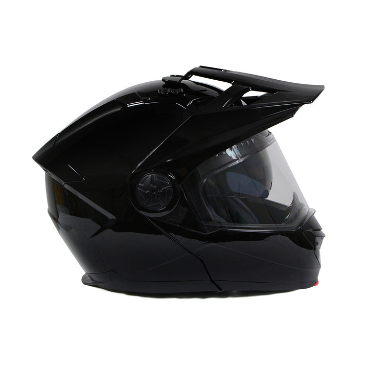 Milwaukee Helmets Gloss Black Ominous Dual Sport Advanced Motorcycle Modular Helmet DOT Approved MPH9821DOT