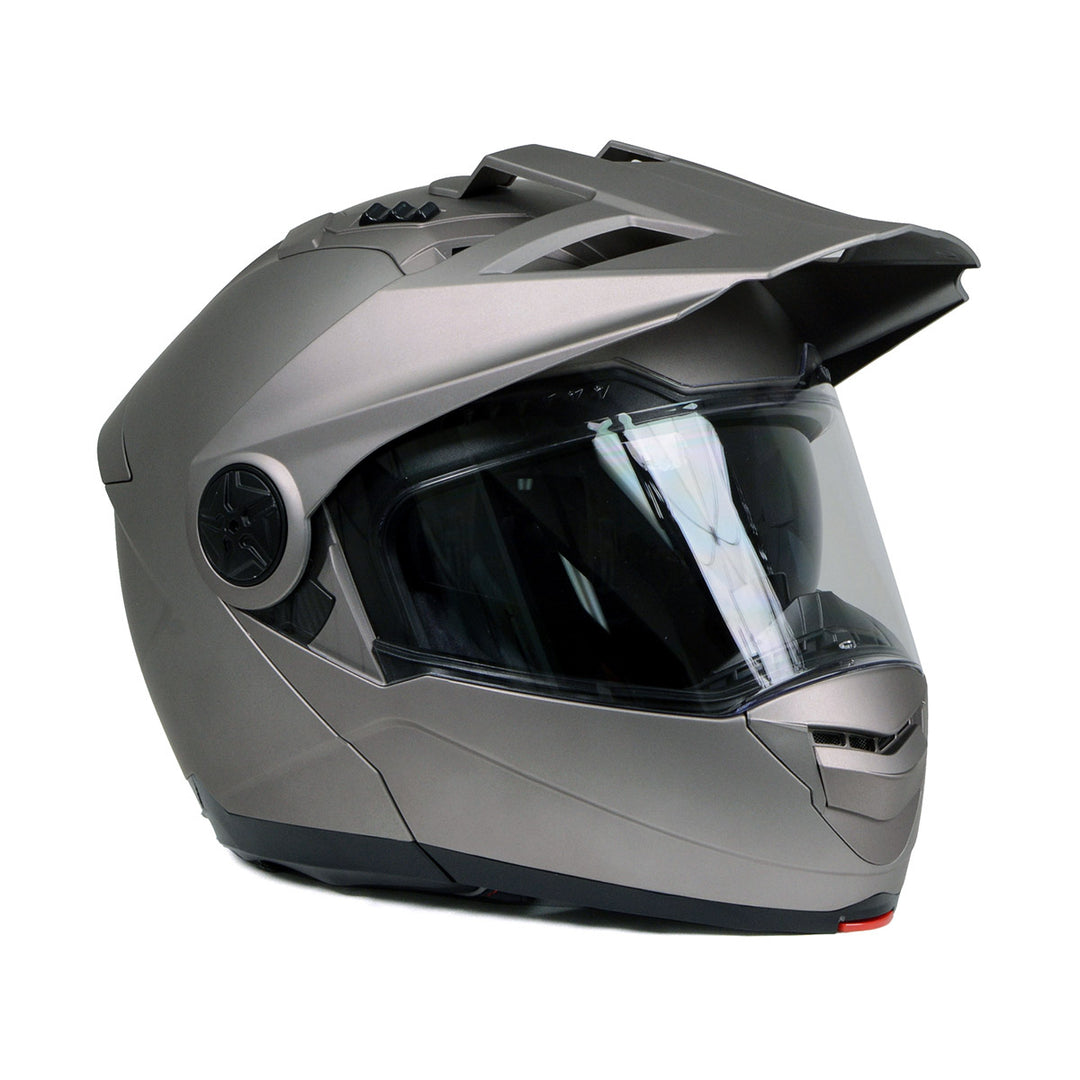 Milwaukee Helmets Silver Ominous Dual Sport Advanced Motorcycle Modular Helmet Biker DOT Approved MPH9822DOT