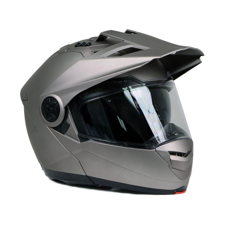 Milwaukee Helmets Silver Ominous Dual Sport Advanced Motorcycle Modular Helmet Biker DOT Approved MPH9822DOT
