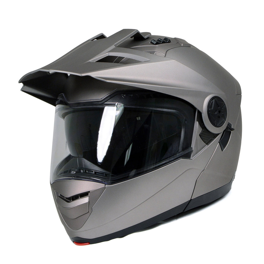 Milwaukee Helmets Silver Ominous Dual Sport Advanced Motorcycle Modular Helmet Biker DOT Approved MPH9822DOT