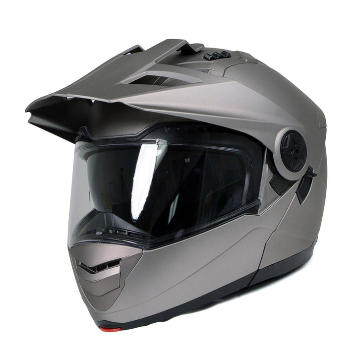 Milwaukee Helmets Silver Ominous Dual Sport Advanced Motorcycle Modular Helmet Biker DOT Approved MPH9822DOT