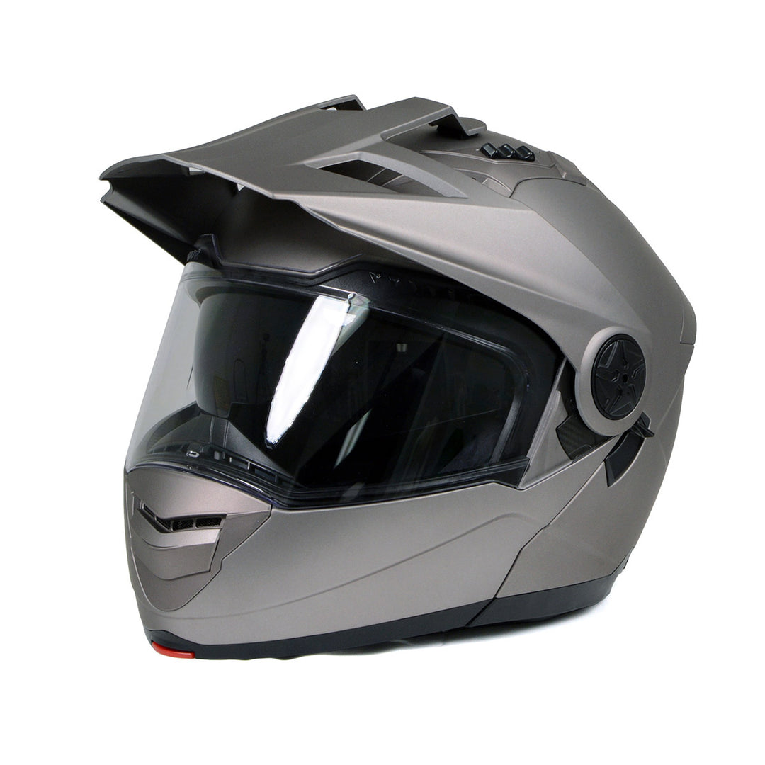 Milwaukee Helmets Silver Ominous Dual Sport Advanced Motorcycle Modular Helmet Biker DOT Approved MPH9822DOT