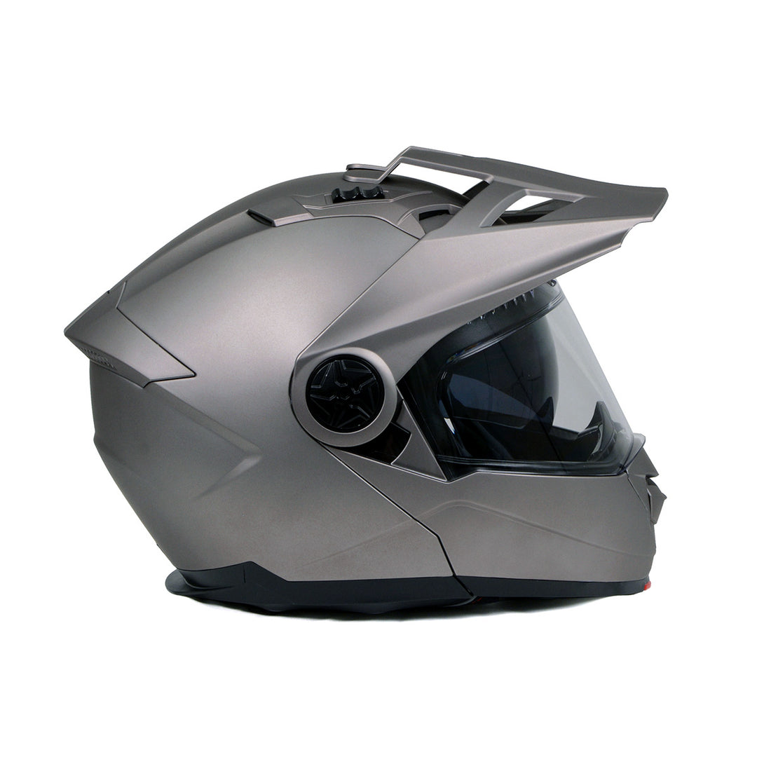 Milwaukee Helmets Silver Ominous Dual Sport Advanced Motorcycle Modular Helmet Biker DOT Approved MPH9822DOT