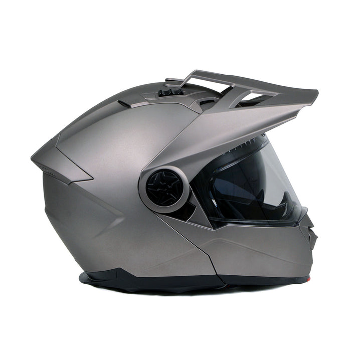 Milwaukee Helmets Silver Ominous Dual Sport Advanced Motorcycle Modular Helmet Biker DOT Approved MPH9822DOT