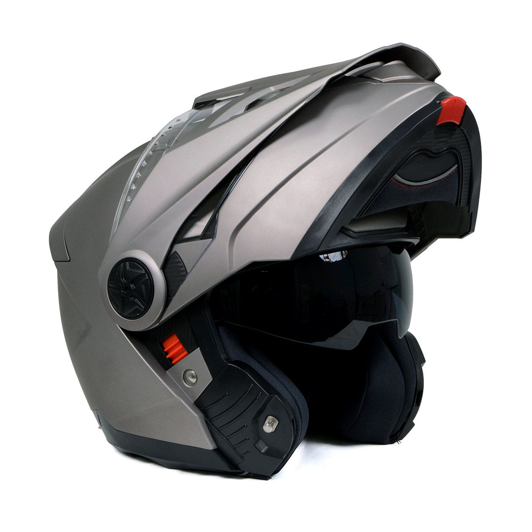 bluetooth motorcycle helmet silver Milwaukee Helmets Silver Ominous Dual Sport Advanced Motorcycle Modular Helmet Biker DOT Approved MPH9822DOT