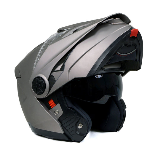 Milwaukee Helmets Silver Ominous Dual Sport Advanced Motorcycle Modular Helmet Biker DOT Approved MPH9822DOT