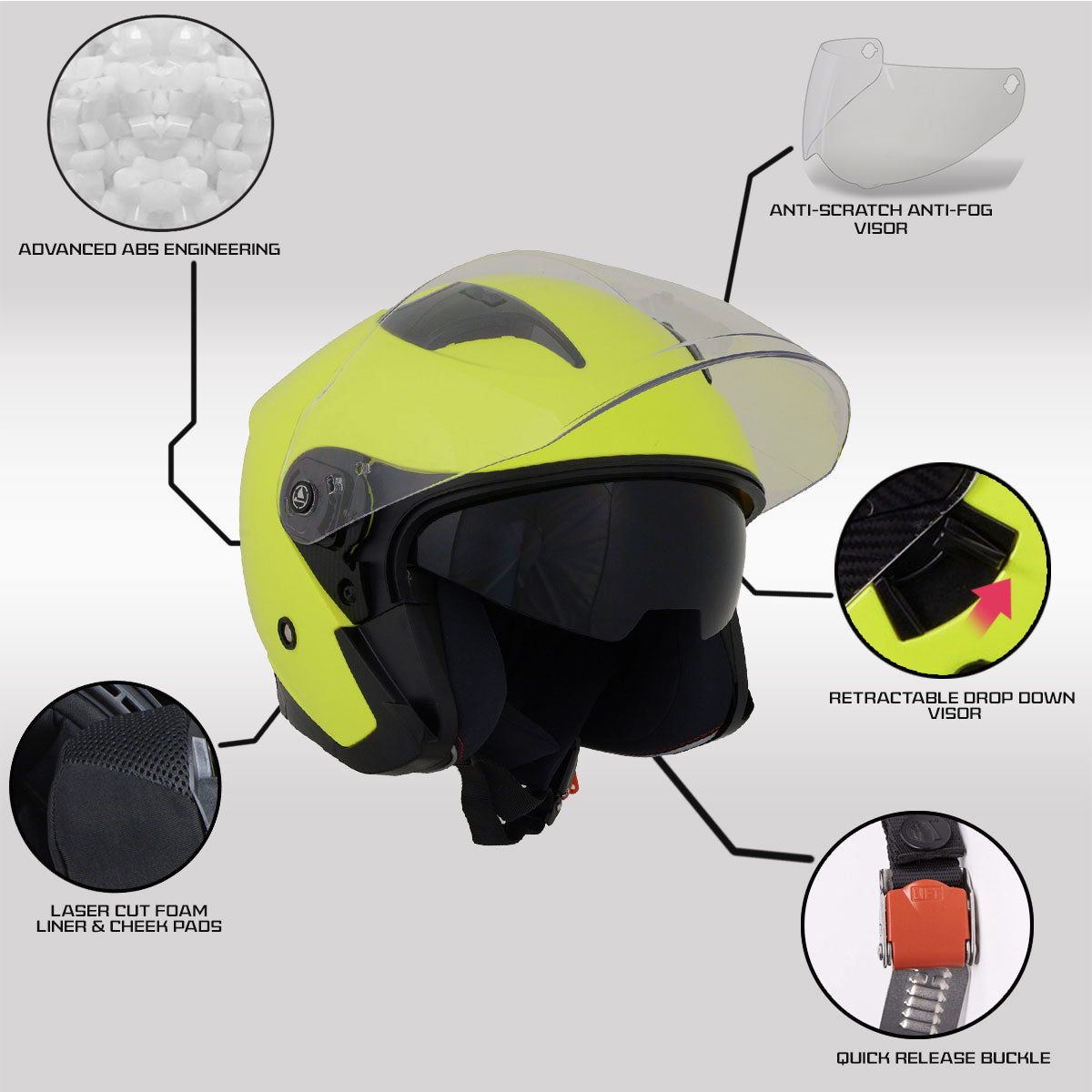 Milwaukee Helmets MPH9823DOT Shift Open Face 3/4 Neon Yellow
