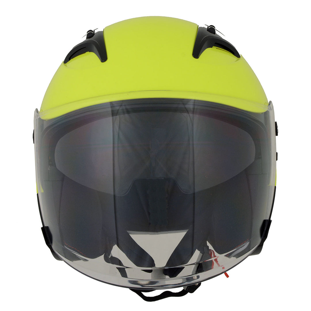 full face yellow motorcycle helmet Milwaukee Helmets MPH9823DOT Shift Open Face 3/4 Neon Yellow Helmet Biker w/ Drop Down Visor
