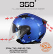 Milwaukee Helmets MPH9825DOT Shift Open Face 3/4 Blue Helmet Biker w/ Drop Down Visor