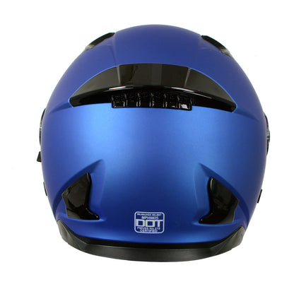 Milwaukee Helmets MPH9823DOT 'Shift' Open Face 3/4 Blue Helmet for Men and Women Biker with Drop Down Tinted Visor