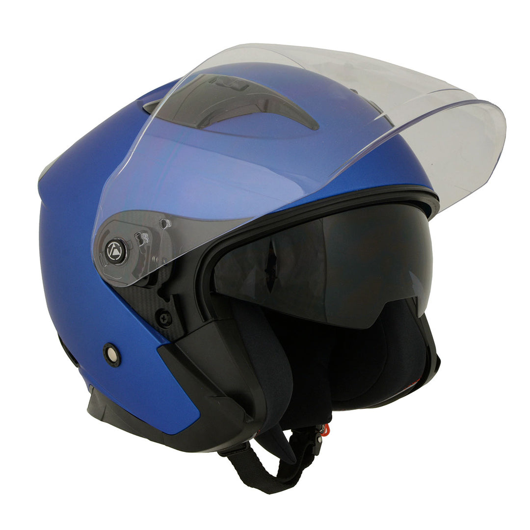 Milwaukee Helmets MPH9825DOT 'Shift' Open Face 3/4 Blue Helmet for Men and Women Biker with Drop Down Tinted Visor Milwaukee Helmets MPH9825DOT 'Shift' Open Face 3/4 Blue Helmet for Men and Women Biker with Drop Down Tinted Visor