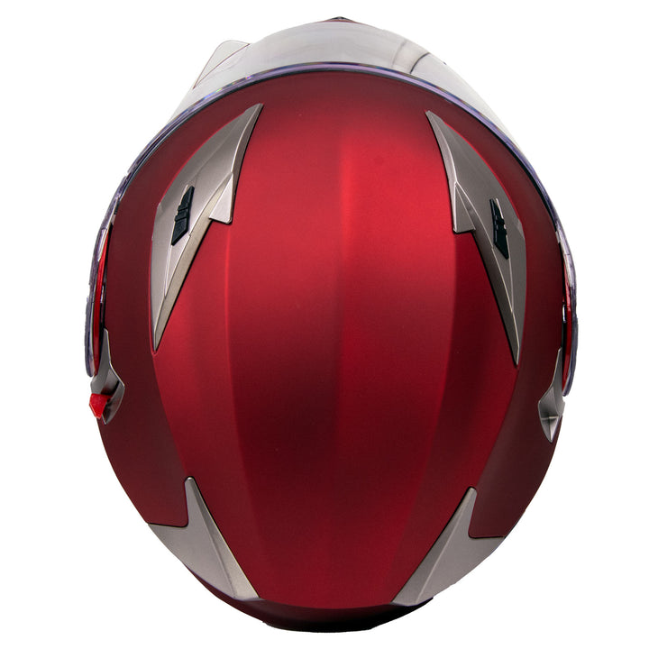 Milwaukee Helmets MPH9826DOT Ionized Flat Red Advanced Motorcycle Modular Helmet w/ Drop Down Visor