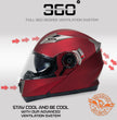 Milwaukee Helmets MPH9826DOT Ionized Flat Red Advanced Motorcycle Modular Helmet w/ Drop Down Visor
