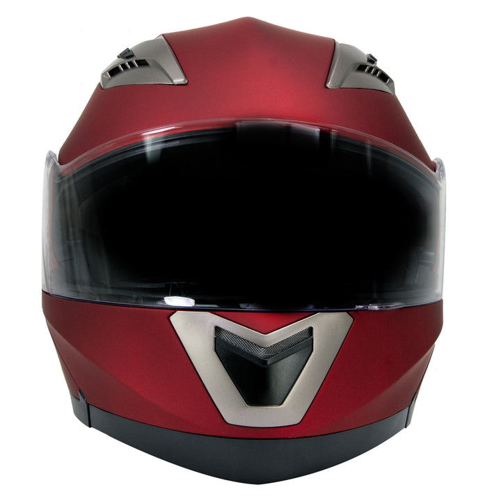 Milwaukee Helmets MPH9826DOT Ionized Flat Red Advanced Motorcycle Modular Helmet w/ Drop Down Visor