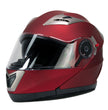 Milwaukee Helmets MPH9826DOT Ionized Flat Red Advanced Motorcycle Modular Helmet w/ Drop Down Visor