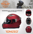 Milwaukee Helmets MPH9826DOT Ionized Flat Red Advanced Motorcycle Modular Helmet w/ Drop Down Visor