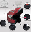 Milwaukee Helmets MPH9826DOT Ionized Flat Red Advanced Motorcycle Modular Helmet w/ Drop Down Visor