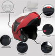 Milwaukee Helmets MPH9827DOT Cypher Flat Red Advanced Motorcycle Modular Helmet w/ Drop Down Visor