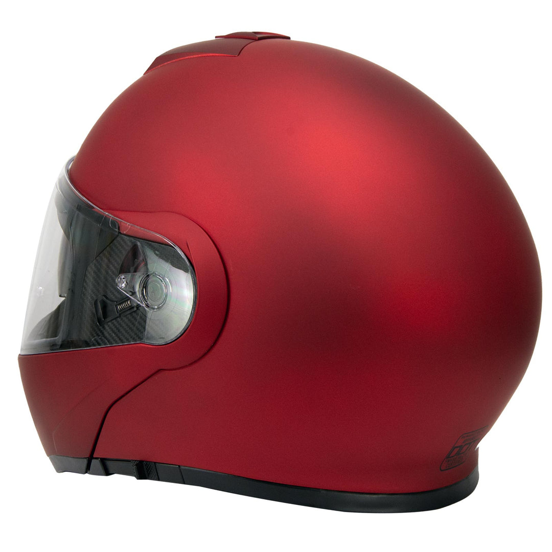 full face red motorcycle helmet Milwaukee Helmets MPH9827DOT 'Cypher' Flat Red Advanced Motorcycle Modular Helmet w/Drop Down Visor