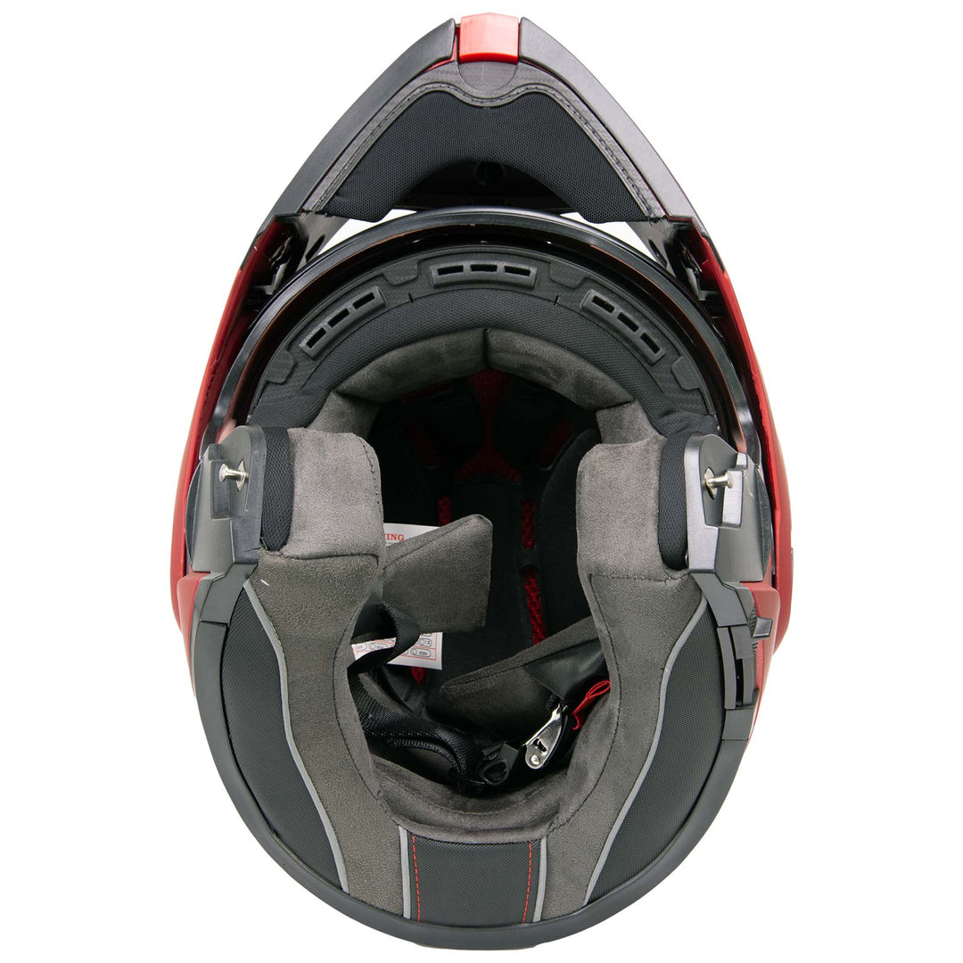Milwaukee Helmets MPH9827DOT 'Cypher' Flat Red Advanced Motorcycle Modular Helmet w/Drop Down Visor Milwaukee Helmets MPH9827DOT 'Cypher' Flat Red Advanced Motorcycle Modular Helmet w/Drop Down Visor