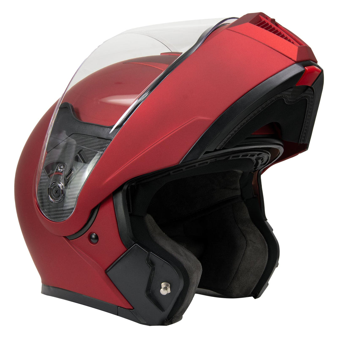 Milwaukee Helmets MPH9827DOT 'Cypher' Flat Red Advanced Motorcycle Modular Helmet w/Drop Down Visor