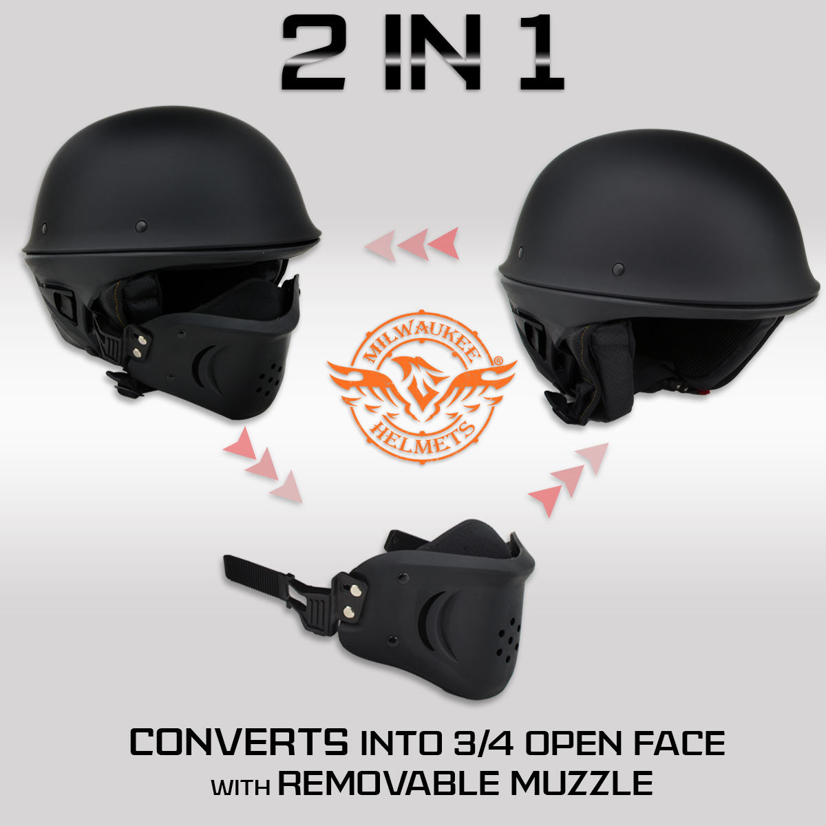 Milwaukee Helmets MPH9830DOT Rascal 3/4 Open Face Flat Black 2 in