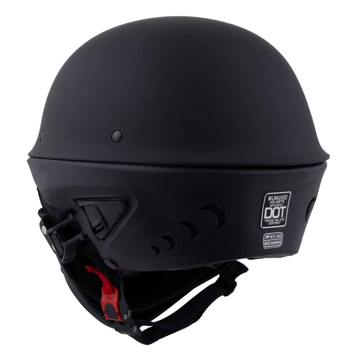 Milwaukee Helmets MPH9830DOT Rascal 3/4 Open Face Flat Black