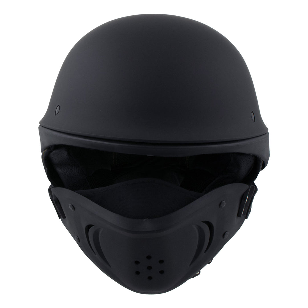 Milwaukee Helmets MPH9830DOT Rascal 3/4 Open Face Flat Black 2 in 1 Motorcycle Helmet Biker Milwaukee Helmets MPH9830DOT Rascal 3/4 Open Face Flat Black 2 in 1 Motorcycle Helmet Biker