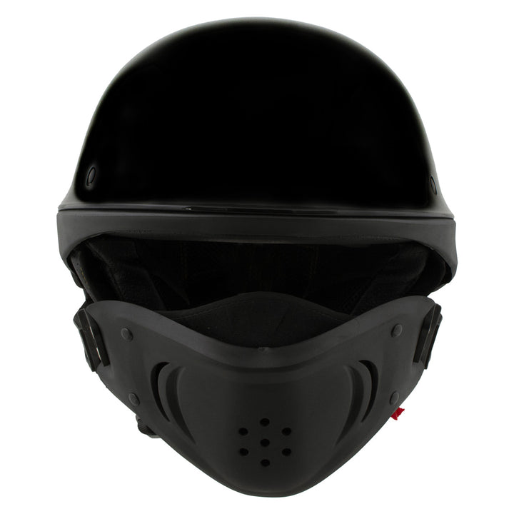 Milwaukee Helmets MPH9831DOT Rascal 3/4 Open Face Gloss Black 2 in 1 Motorcycle Helmet Biker