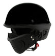 Milwaukee Helmets MPH9831DOT Rascal 3/4 Open Face Gloss Black 2 in 1 Motorcycle Biker DOT Helmet