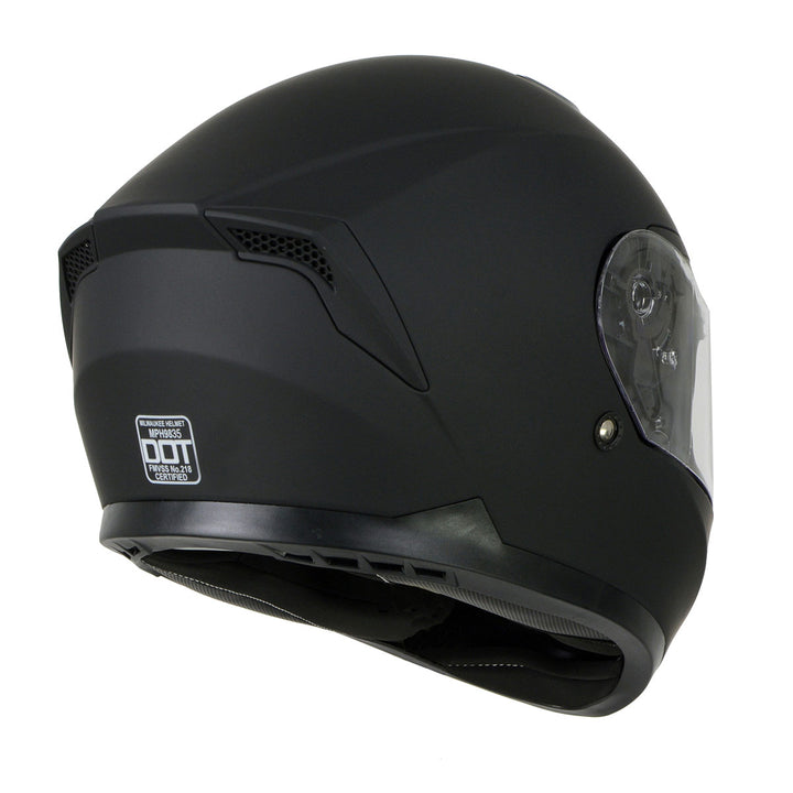 Milwaukee Helmets MPH9835DOT Sweeper Flat Black Advanced Motorcycle Full Face Helmet Biker w/ Drop Down Visor