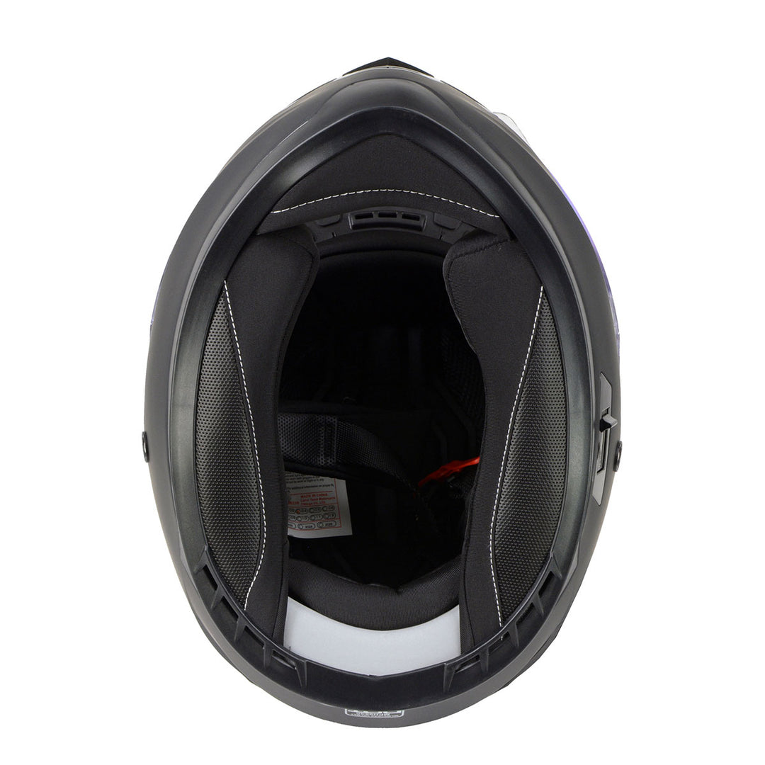 Milwaukee Helmets MPH9835DOT Sweeper Flat Black Advanced Motorcycle Full Face Helmet Biker w/ Drop Down Visor