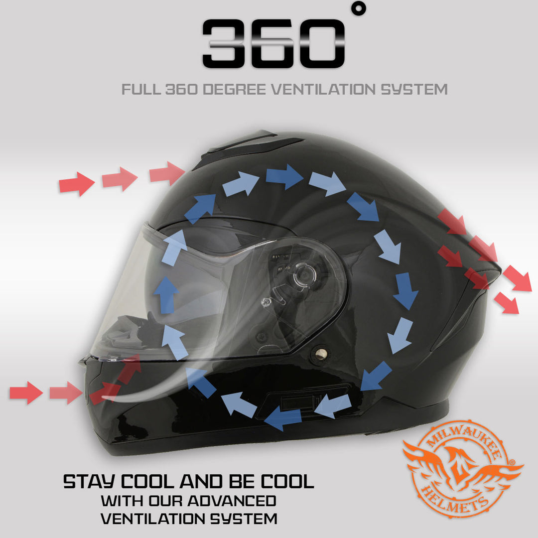 Milwaukee Helmets MPH9836DOT Sweeper Gloss Black DOT Approved Motorcycle Full Face Helmet Biker w/ Drop Down Visor Milwaukee Helmets MPH9836DOT Sweeper Gloss Black DOT Approved Motorcycle Full Face Helmet Biker w/ Drop Down Visor