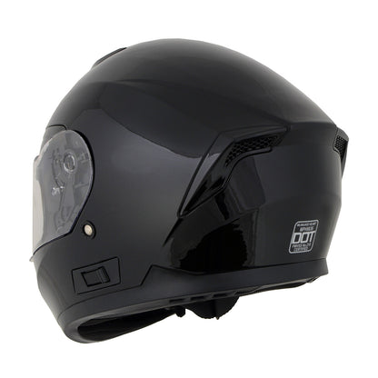 Milwaukee Helmets MPH9836DOT 'Sweeper' Gloss Black Advanced Motorcycle Full Face Helmet for Men and Women Biker w/ Drop Down Visor