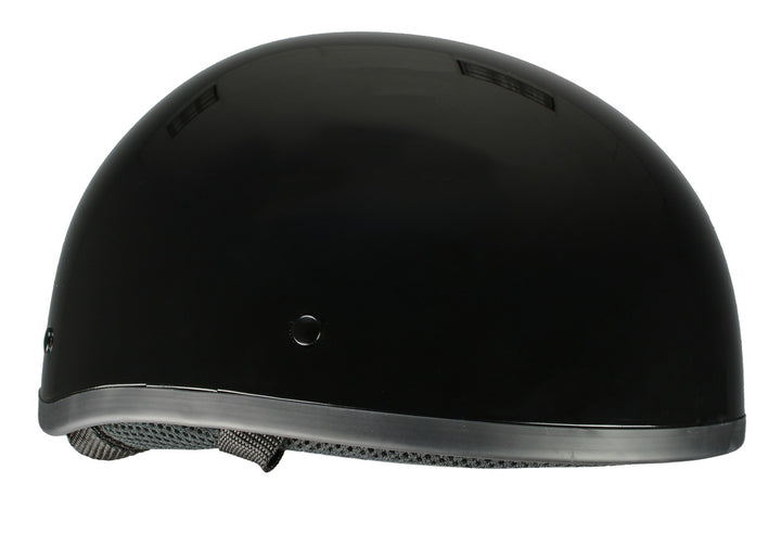 Milwaukee Performance Helmets MPH9851N Novelty Classic Glossy Black Half Helmet w/ Drop Down Visor