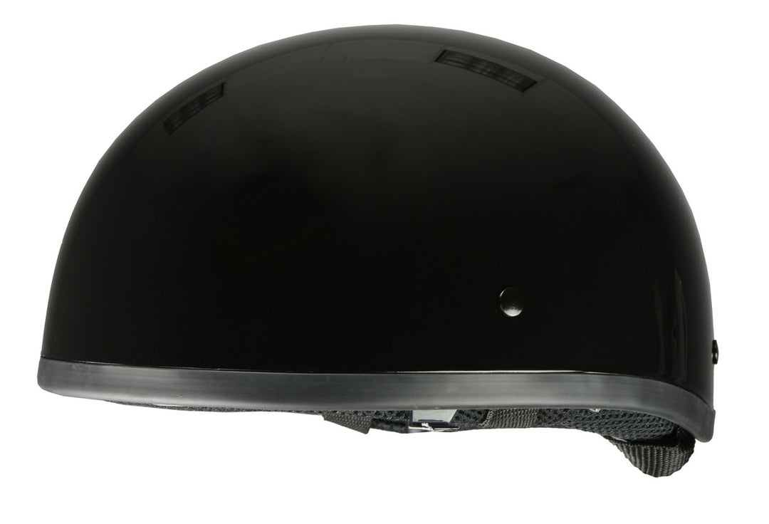Milwaukee Performance Helmets MPH9851N Novelty Classic Glossy Black Half Helmet w/ Drop Down Visor