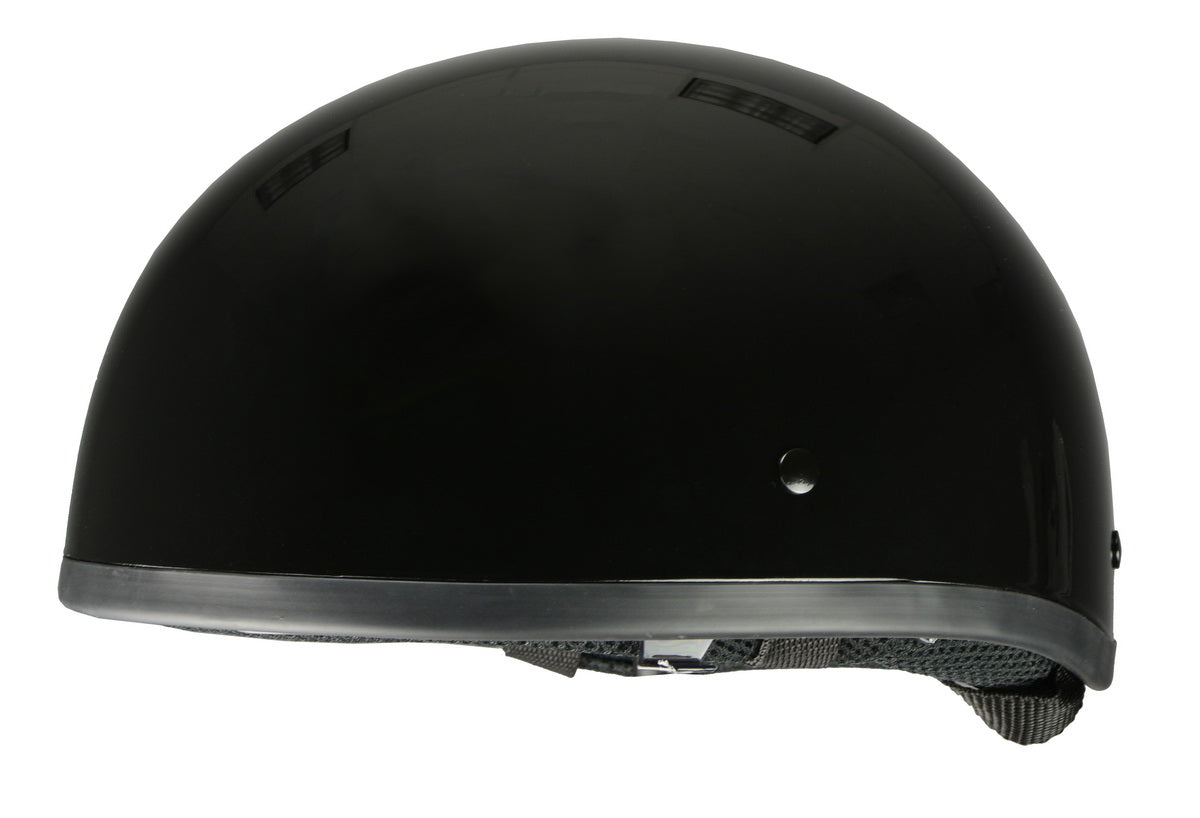 Milwaukee Performance Helmets MPH9851N Novelty 'Classic' Glossy Black Half Helmet with Drop Down Visor