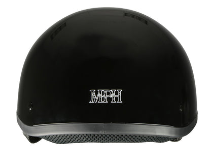 Milwaukee Performance Helmets MPH9851N Novelty 'Classic' Glossy Black Half Helmet with Drop Down Visor