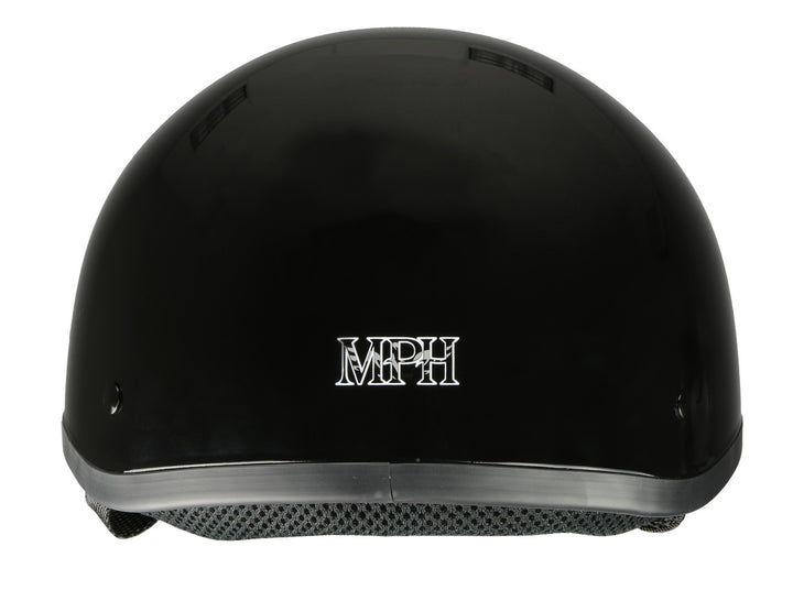 Milwaukee Performance Helmets MPH9851N Novelty Classic Glossy Black Half Helmet w/ Drop Down Visor