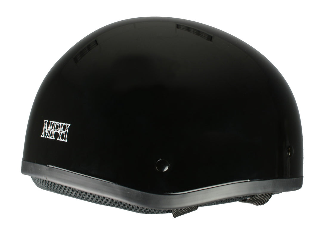 Milwaukee Performance Helmets MPH9851N Novelty Classic Glossy Black Half Helmet w/ Drop Down Visor