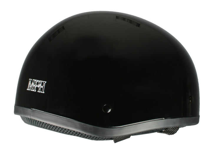 Milwaukee Performance Helmets MPH9851N Novelty Classic Glossy Black Half Helmet w/ Drop Down Visor