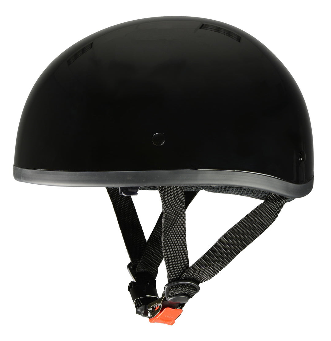 Milwaukee Performance Helmets MPH9851N Novelty 'Classic' Glossy Black Half Helmet with Drop Down Visor Milwaukee Performance Helmets MPH9851N Novelty 'Classic' Glossy Black Half Helmet with Drop Down Visor