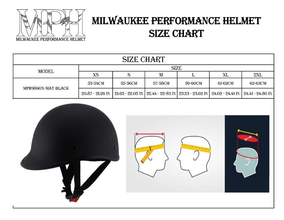 Milwaukee Performance Helmets MPH9860N Derby Novelty Matte Black Half Helmet